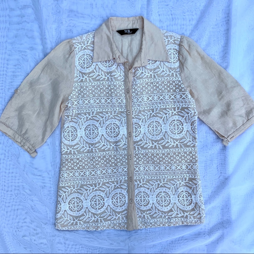 100% Linen blouse with embroidery